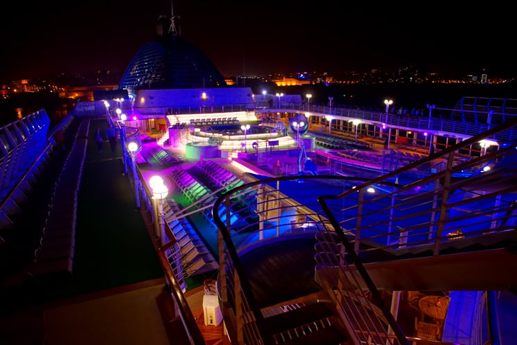 Night Lights on Deck of Cruise Ship